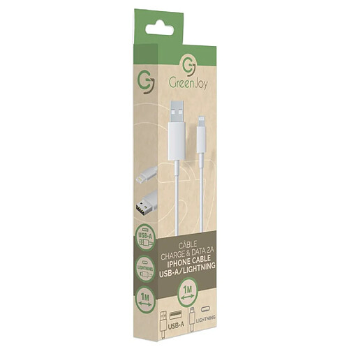 Câble charge et data Greenjoy 1m Blanc pour iPhone