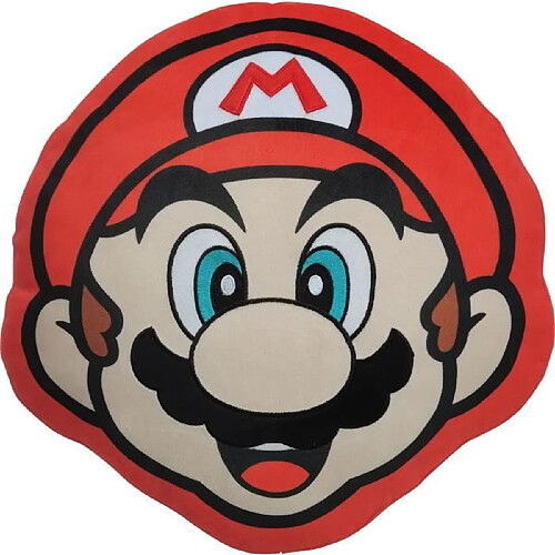 Coussin 3D - MARIO BROS - Visage de Mario - Microfibre - 40 cm