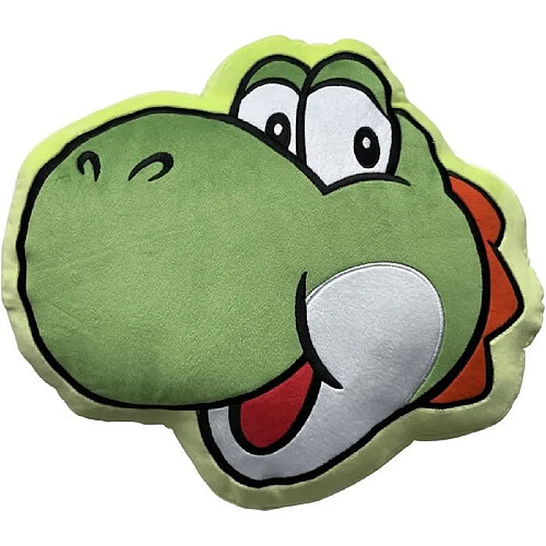 Coussin 3D - MARIO BROS - Visage de Yoshi - Microfibre - 40 cm
