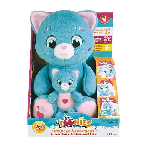 Jemini Peluche interactive chat maman et bébé - Bleu