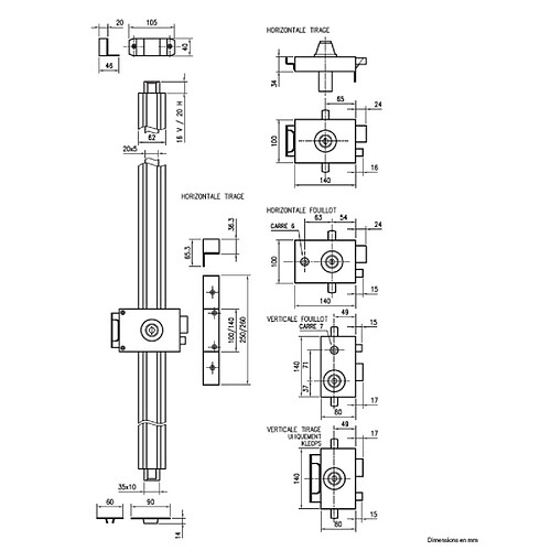 Vak serrure multipoints 3 points - marron