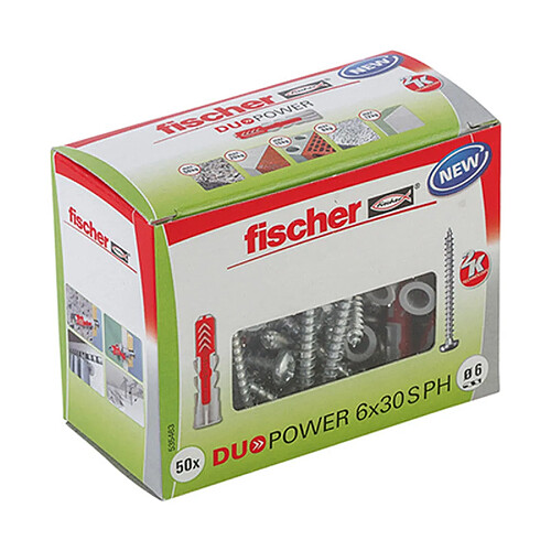 Boîte de 50 vis de charpente Power-Fast à empreinte TX FISCHER FPF-WT - tête disque - filetage partiel/Taille:Ø 8 x 100mm