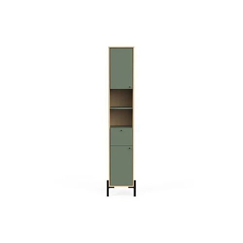 CALICOSY ELISA - Armoire haute 2 portes 1 tiroir - Vert et chêne
