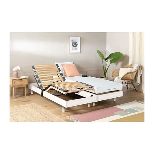 WEBED Ensemble relaxation matelas + sommiers électriques 2x80x200 - Mousse - Ferme - TALCA Fab...
