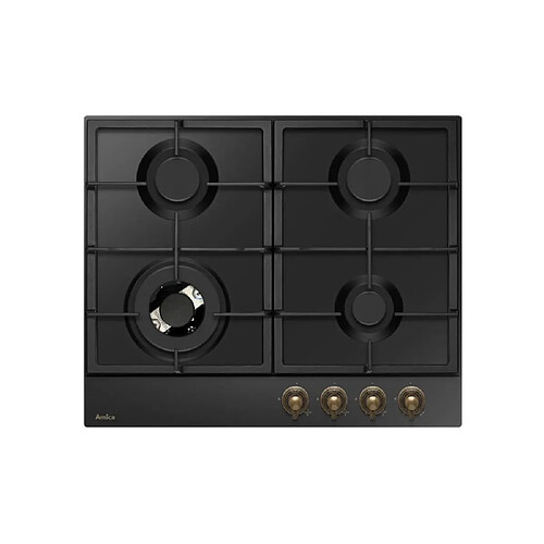 Table de cuisson a gaz - AMICA - 4 foyers - 9,9 x 59 x 52 - PGA6101ApCb RETRO - Noir