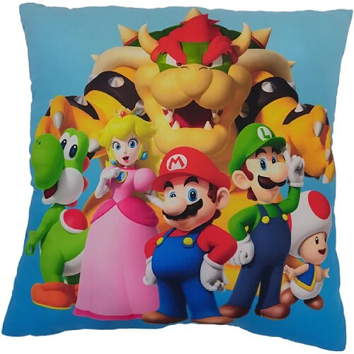 Coussin Double Face - MARIO BROS - Mario et ses amis - Microfibre - 40 x 40 cm