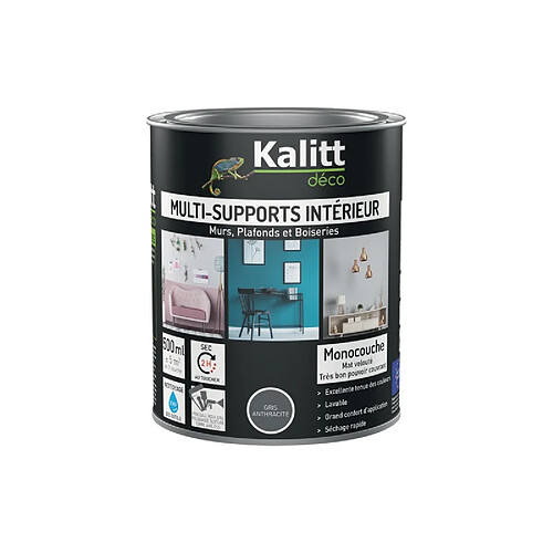 PEINTURE ACRYL MULTI MAT 0.5L GRIS ANT KALITT DECO - 762745