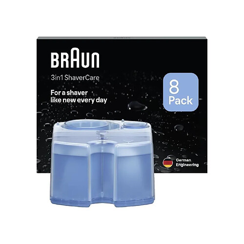 Cartouche de nettoyage - BRAUN - CCR8-LOTION 3in1 ShaverCare - Pour station SmartCare - Pack de 8