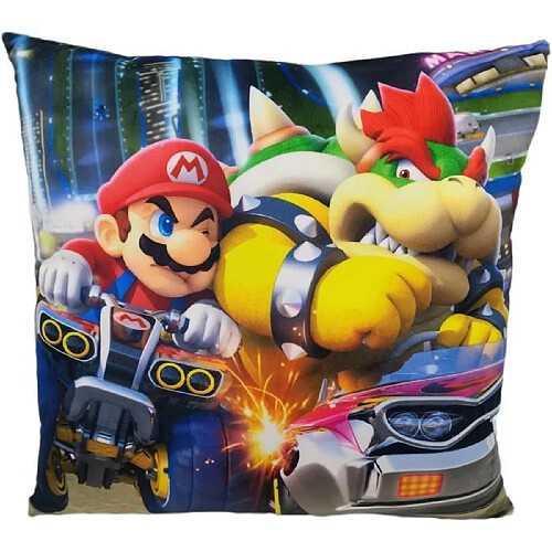 Coussin double face - Carré - MARIO BROS - Mario contre Bowser - Microfibre - 40 x 40 cm
