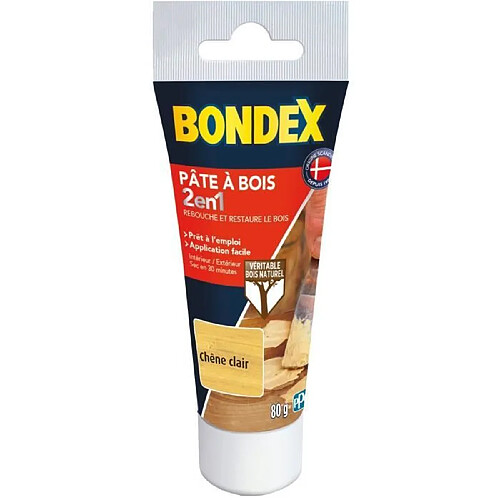 Mastic à bois 2 en 1 - BONDEX - Chêne clair - 80 g