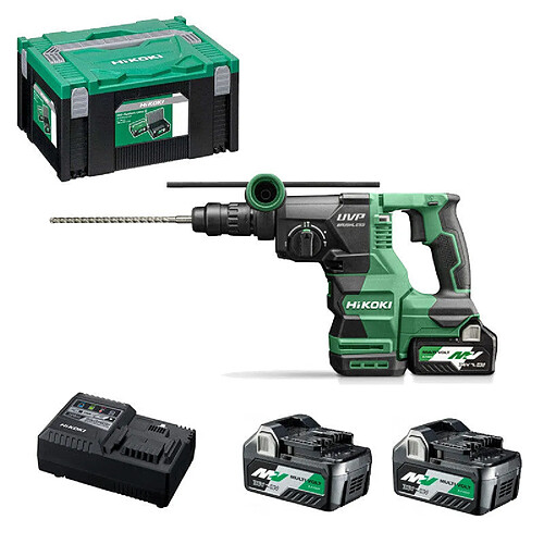Perfo-burineur 36V SDS+ 28mm - HIKOKI - DH3628DCWRZ - 3 modes 2,5Ah 3,2J UVP-LVH 2 vit. LED level HitCase