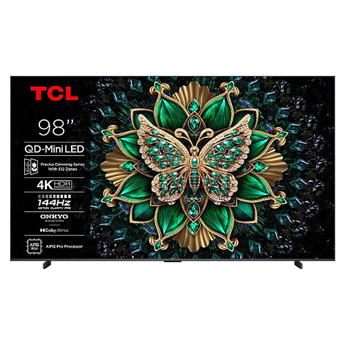 TV QD Mini LED Tcl 98C69K 249 cm 4K UHD 2025 Aluminium brossé