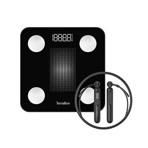 Impédancemètre et corde à sauter connectés 180kg/100g noir - GYMFITCONNECT - TERRAILLON