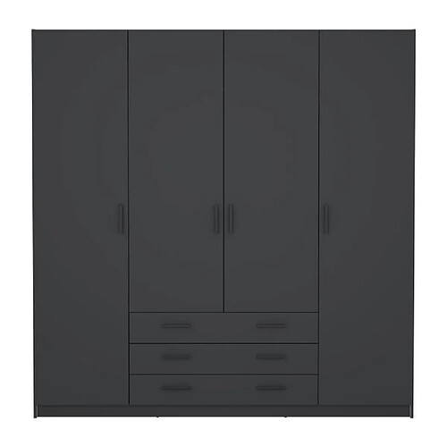 Ss marque Armoire 4 portes 3 tiroirs - Gris