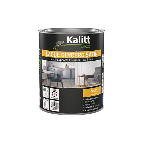 PEINTURE GLYCERO SATIN 0.5L GRIS CLAIR KALITT DECO - 762713