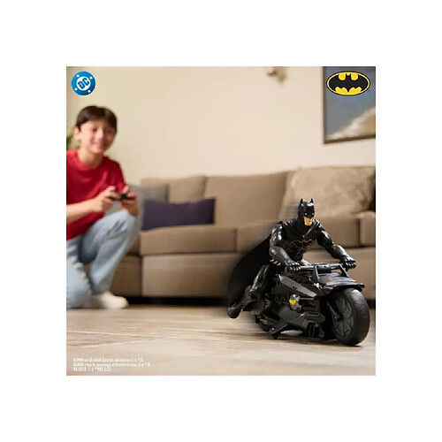Spin Master Batcycle RC + Figurine Batman 30cm - Moto Radiocommandée Batman Avec Super Héros Articulé