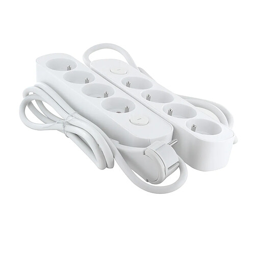 Lot de 2 blocs multiprises 4x16A + interrupteur - 1,5m - Chacon