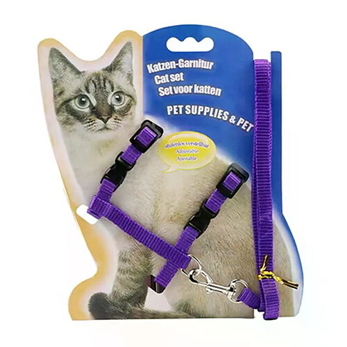Collier pour chat, harnais et laisse réglables en nylon pour animaux de compagnie, collier licou pour chat, chaton, chien, produits pour chats, harnais pour animaux, ceinture pour chat~00055