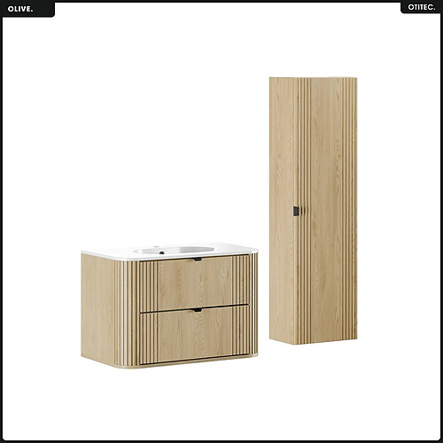 Otitec ensemble meuble salle de bain - Chêne