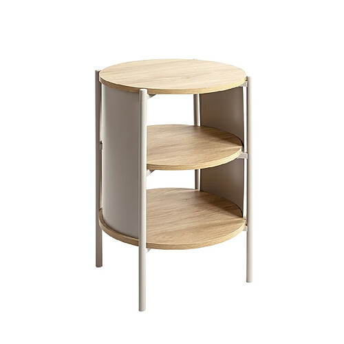 Pegane Table d'appoint ronde - Chêne/gris