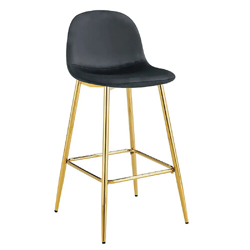 Homy france lot de 2 tabourets de bar velours - Anthracite