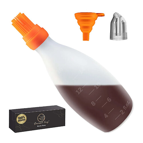 Gourmet Easy Pinceau en silicone avec distributeur 2-en-1 | Pour barbecue & pâtisserie | Résistant à la chaleur | Sans BPA