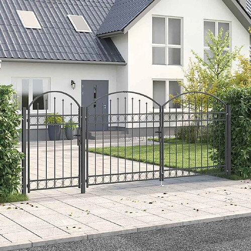vidaXL Portail de clôture de jardin avec sommet en arc Assen Gris