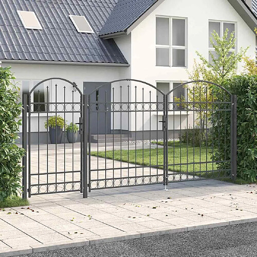 vidaXL Portail de clôture de jardin avec sommet en arc Assen Gris