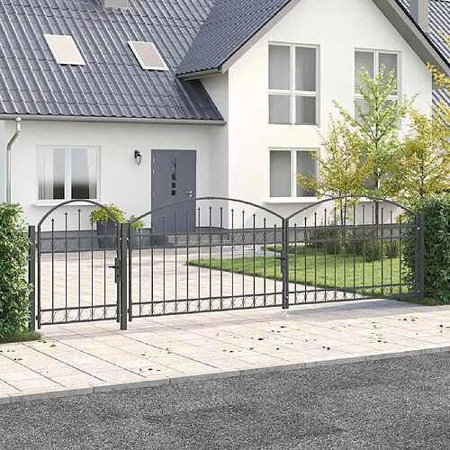 vidaXL Portail de clôture de jardin avec sommet en arc Assen Gris
