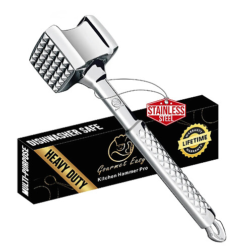 Gourmet Easy Attendrisseur de viande en inox | Marteau double face professionnel