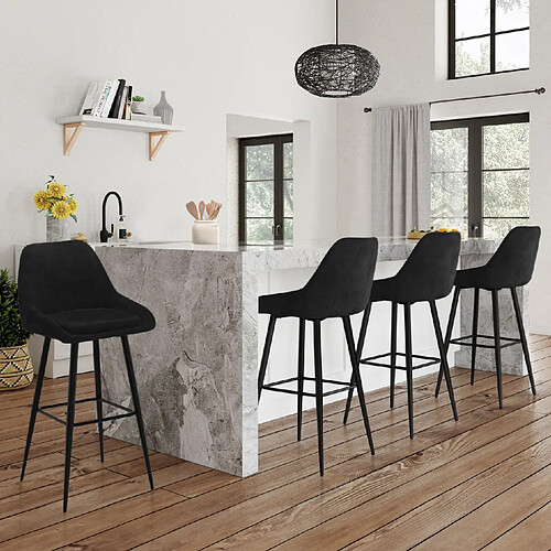 Idmarket LOT 4 TABOURETS THALYA VELOURS