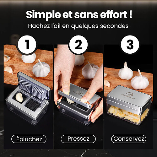 Presse Ail Manuel Lot De 2 Presse-ail à Bascule, Presse-ail En Acier Inoxydable, Hachoir à Ail, Presse-ail Manuel, Outil De Cuisine Incurvé (3 Pièces Presse-ail à Anneau En Acier Inoxydable 430