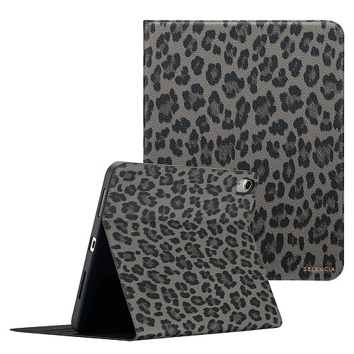 Selencia Coque tablette Sabi avec imprimé léopard pour Apple iPad 11 (2025) 11 pouces A16 / iPad 10 (2022) 10.9 pouces - Midnight Black