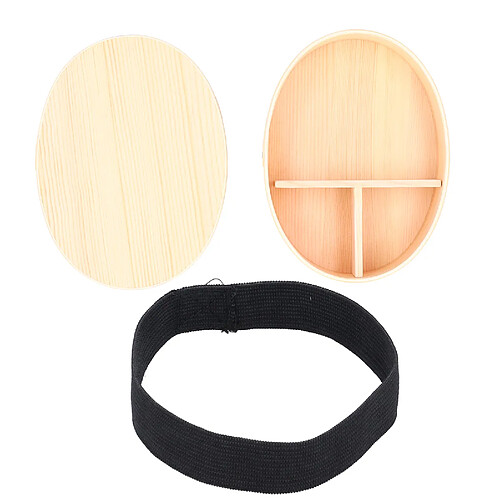 Autre Vue Boîte à lunch Bento ovale portable en bois pour étudiants et adultes