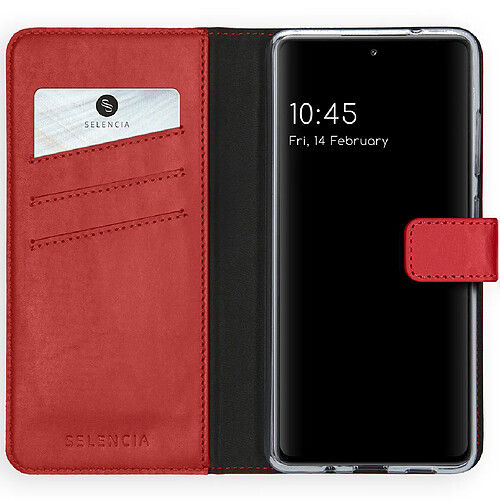 Selencia Étui portefeuille en cuir véritable pour Samsung Galaxy S20 FE - Rouge