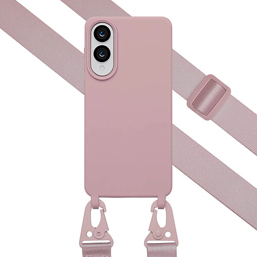 Selencia Coque silicone avec cordon amovible pour Samsung Galaxy S25 Edge - Sand Pink