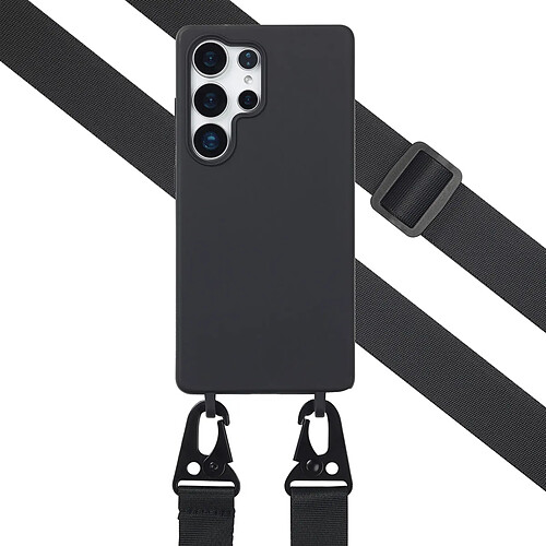 Selencia Coque silicone avec cordon amovible pour Samsung Galaxy S25 Ultra - Noir