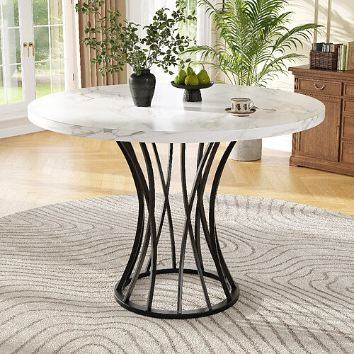 Okwish Table à manger ronde - Noir et blanc