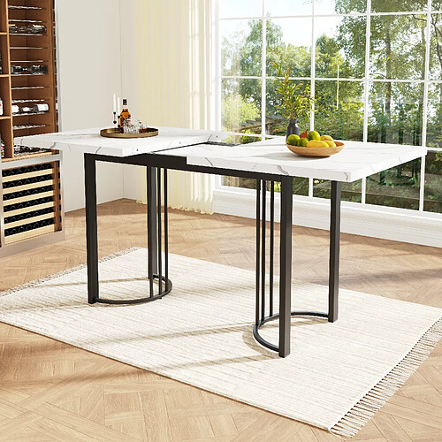 Okwish Table à manger rectangulaire - Blanc et noir