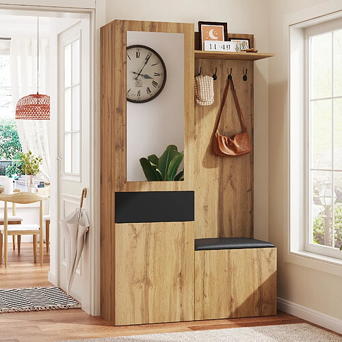 Okwish Meuble d'entrée porte-manteau - Naturel