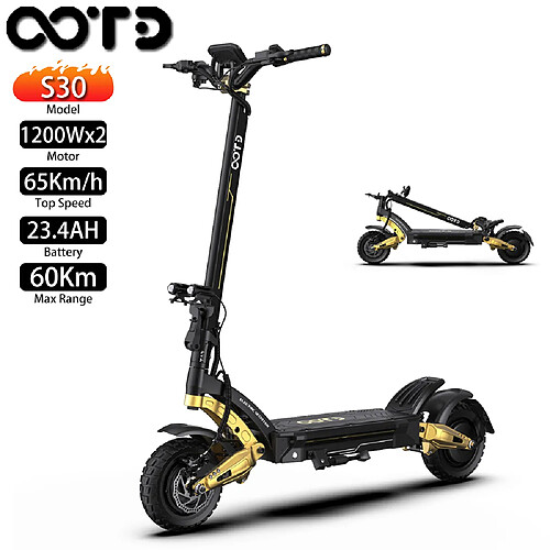 Trottinette électrique Pliable OOTD S30 1200Wx2 Moteur 23.4AH Portée Maximale 60Km Noir