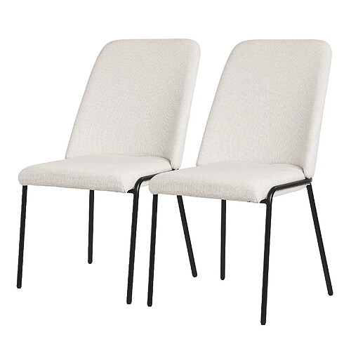 ML-Design Lot 2 chaises de salle à manger rembourrées beige polyester pieds en métal