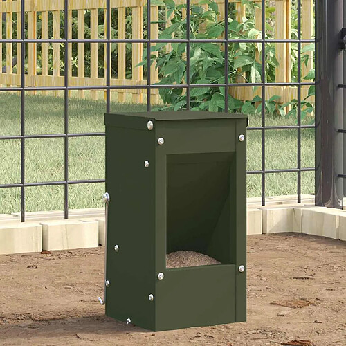 vidaXL Distributeur pour lapins Vert olive 12,5 x 12,5 x 25 cm