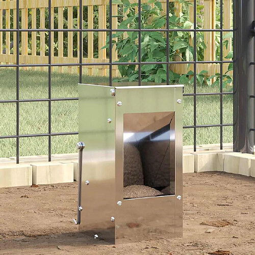 vidaXL Distributeur pour lapins Argent 12,5 x 12,5 x 25 cm