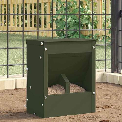 vidaXL Distributeur pour lapins Vert olive 20 x 12,5 x 25 cm