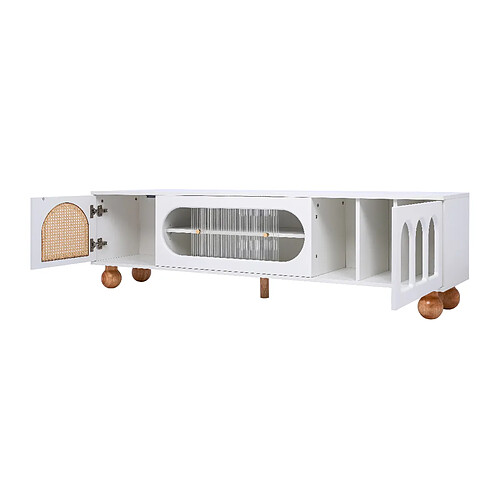 Blossom paris Meuble TV imitation rotin - Blanc