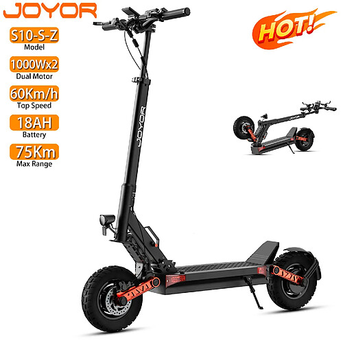 Trottinette électrique Pliable Joyor S10-S-Z 2x 1000W Moteur 60V 18AH Max Autonomie 75Km Noir