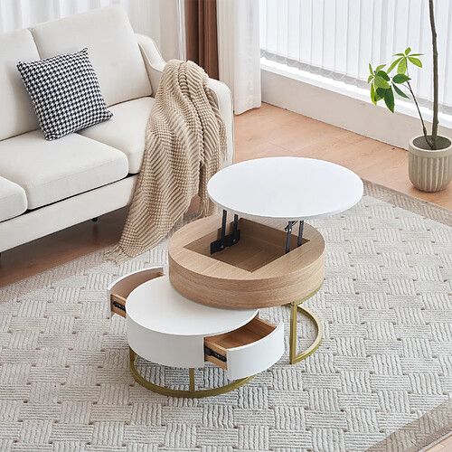 Blossom paris set 2 tables basses gigognes - Blanc et bois