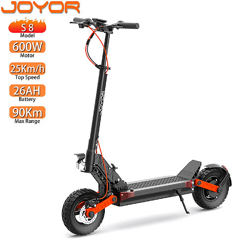 Trottinette électrique Pliable Joyor S8 10" Moteur 600W 26AH Portée Maximale 90Km