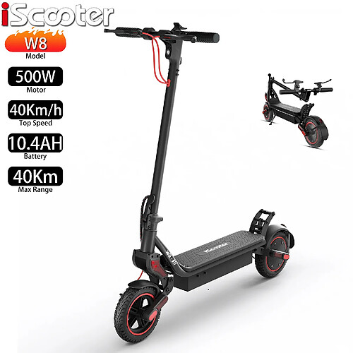 Trottinette électrique Pliable iScooter W8 Moteur 500W 10.4AH Max Autonomie 40Km Noir